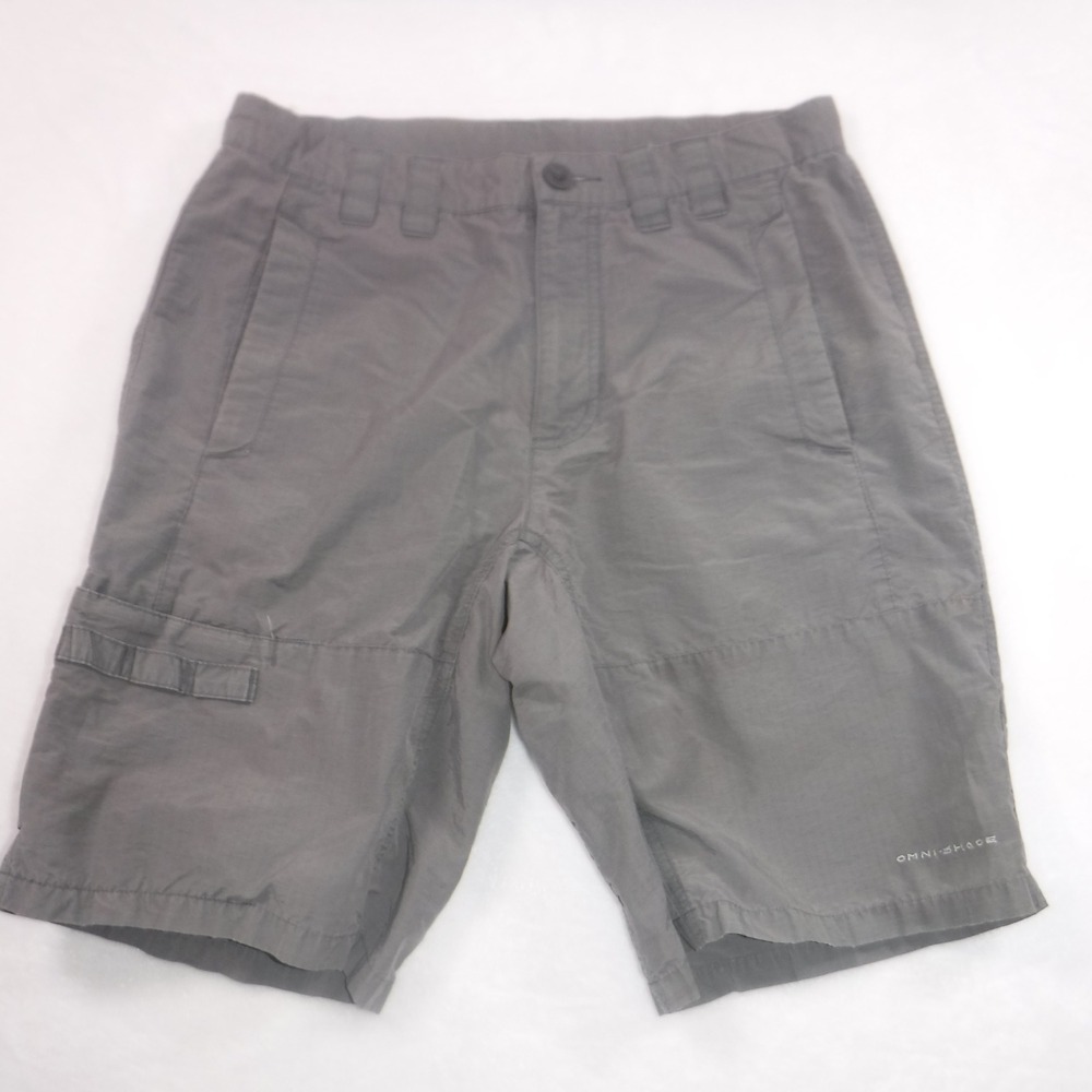 Columbia PFG Fishing Shorts Mens 30 Grey Omni-Shade Ripstop Cargo Sun Protection